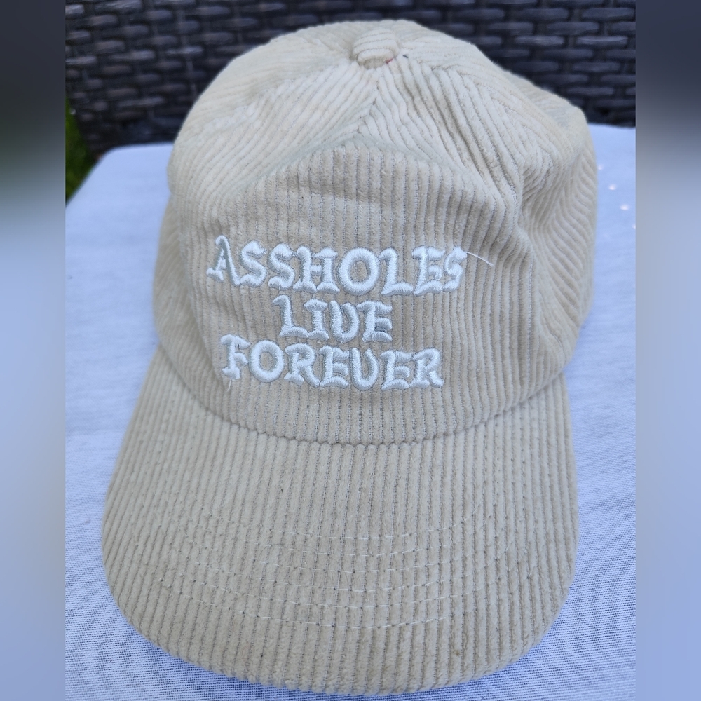 Assholes Live Forever ALF Men's Beige Corduroy Baseball Cap Hat